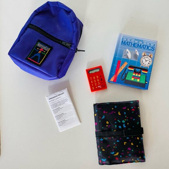AMERICAN GIRL DOLL TODAY School Gear Purple Backpack Notebook Binder Math Book - Picture 1 of 7